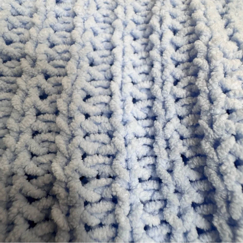 SO Light Blue Open-Knit Chunky Crewneck Sweater- Super Soft
